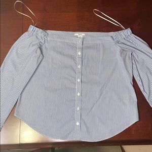 Long sleeve off the shoulder fake button up